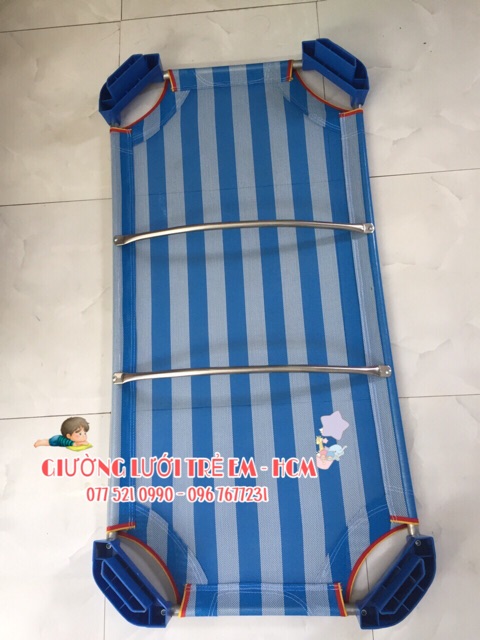 Giường lưới trẻ em mầm non XANH DƯƠNG - 2 Thanh đỡ lưng inox