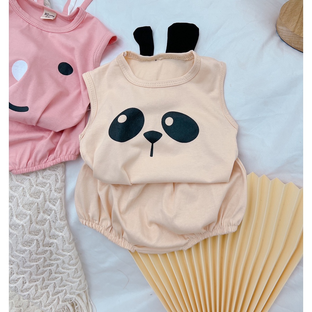 Bộ hè bé trai, bé gái, bộ cotton tai thú thật cạp rời dễ thương cho bé