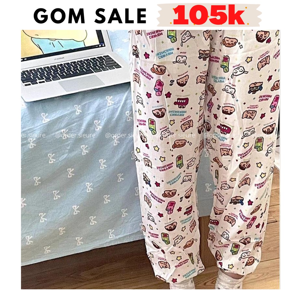 🔥(Có sẵn) Quần Shin - Cậu Bé Bút Chì, Quần Dài Dáng Suông Rộng Thoải Mái Hoạ Tiết Hoạt Hình G415