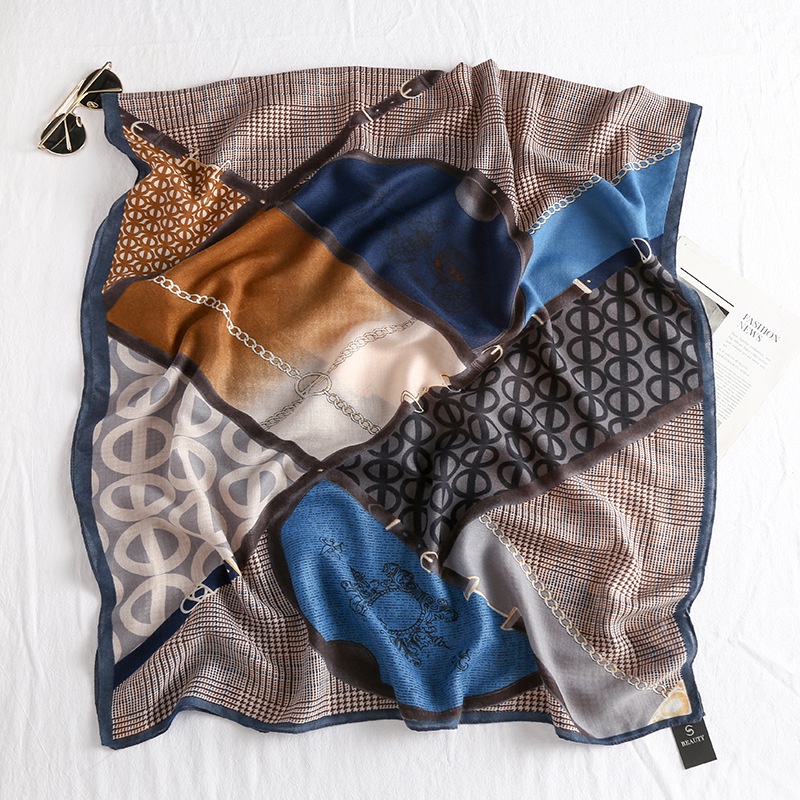 Khăn Choàng Lụa Cotton Lanh Chống Nắng In Họa Tiết Thời Trang Hàn Quốc 24H Cho Nữ