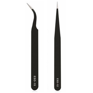 Bộ 2 Nhíp gắp mi, gắp đá gắn móng tay đầu cong và thẳng - Carton Nail