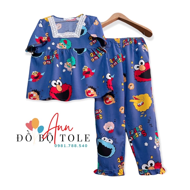 [ Ann - ĐỒ BỘ TOLE ] TAY NGẮN QUẦN DÀI CỔ VUÔNG ( 45-65kg)