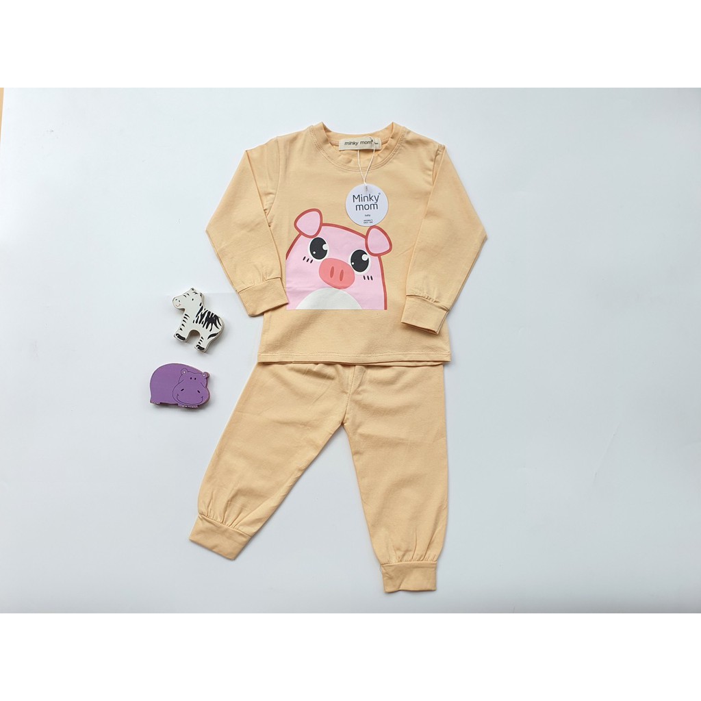 Bộ Dài Tay Minky 100% Cotton Họa Tiết Con Vật Ếch Xanh - Lơn Hồng Q223 - Unchi Store