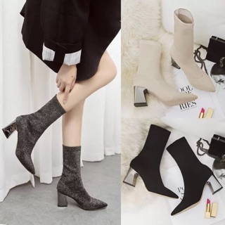 Boot len cao cổ mũi nhọn ( SẴN ĐEN SIZE 37 )