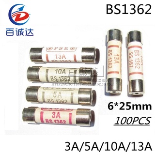 Bộ 100 cầu chì gốm bs1362 1a 2a 3a 5a 10a 13a 15a 20a 6x25