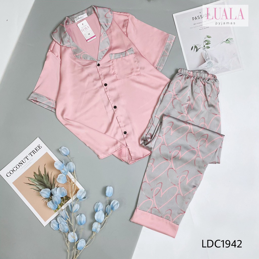 LUALA PYJAMAS - Đồ Mặc Nhà Lụa Satin Cao cấp Dài Cộc Tim To