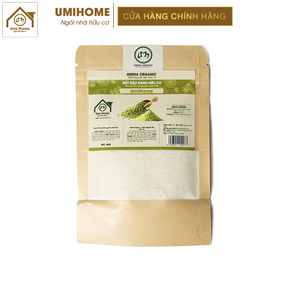 Bột Đậu Xanh đắp mặt nạ hữu cơ UMIHOME nguyên chất 40g