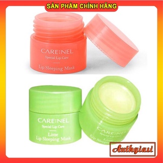 Mặt nạ ngủ môi Care:nel Lip Sleeping Mask hồng \ xanh Carenel giúp căng mọng môi 5g