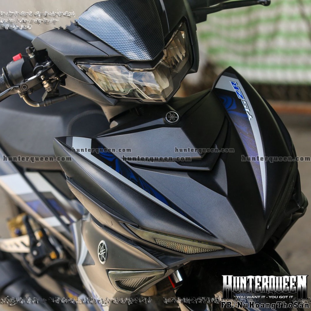 Tem rời Y15ZR mới nhất in UV cao cấp, Dán xe Exciter 150 đời 2016-2019 màu đen nhám. Mẫu decal  hoa văn chìm ẩn