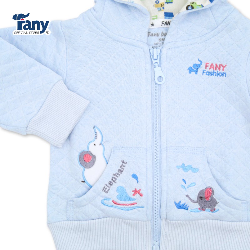 Áo khoác 3 lớp xốp màu thêu Fany® size 6M-3T cho trẻ 3 tháng - 3 tuổi 100% cotton mềm mại giữ ấm tốt điều hòa thân nhiệt