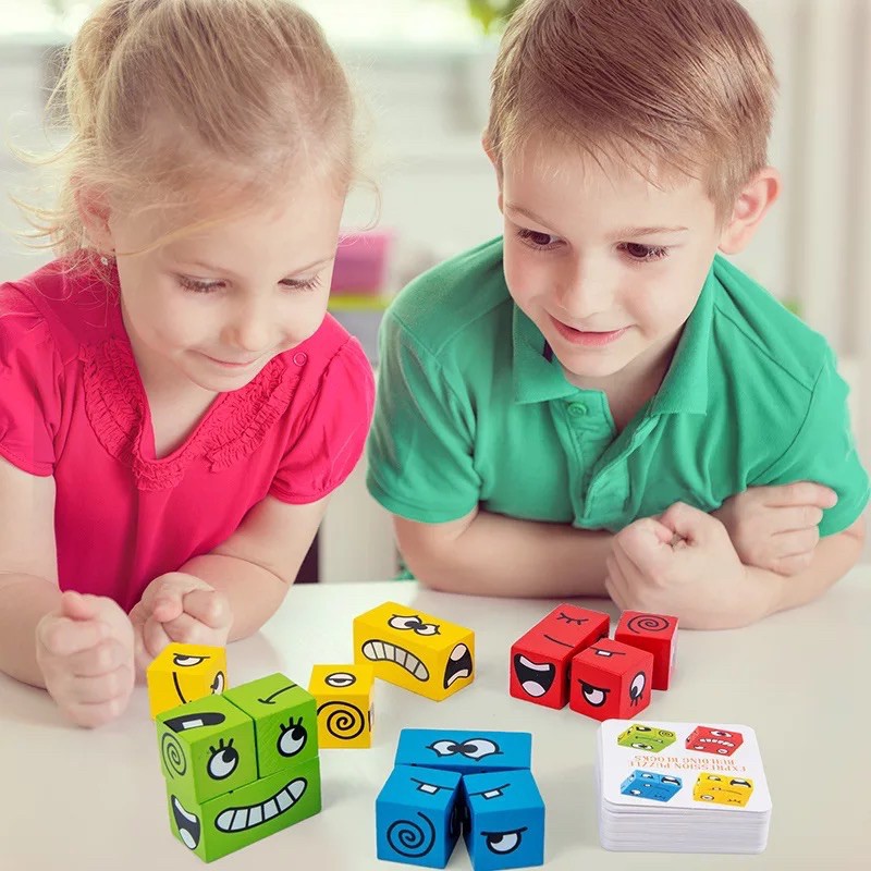 Bộ đồ chơi xếp hình biểu cảm mặt bằng gỗ ROADSTAR cho bé 3 tuổi - board game tương tác thông minh cho trẻ em