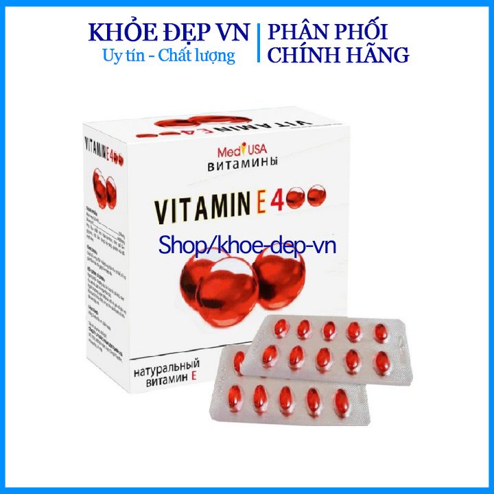 Viên uống đẹp da Vitamin E400 E Đỏ 4000mcg, Aloe vera 500mg - Hộp 100 viên