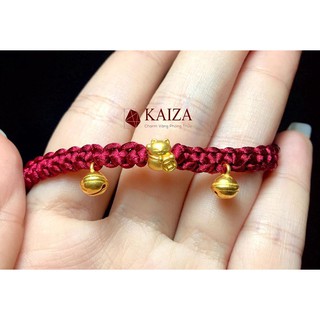 KAIA - Vòng tay handmade charm vàng may mắn - 2 chuông vàng 24k - Tặng tết dây