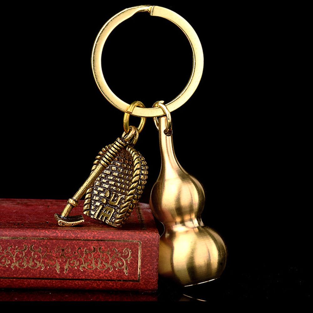 Móc chìa khóa bằng đồng thau nguyên chất thiết kế phong cách Trung Quốc