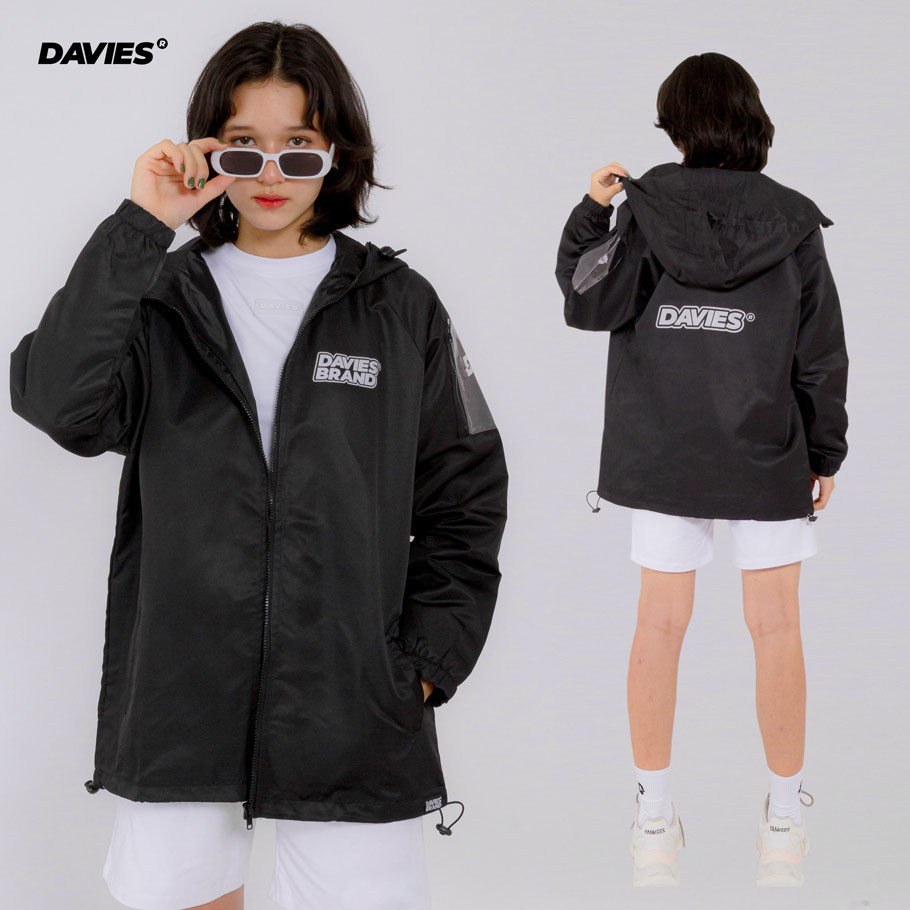 Áo khoác dù nữ form rộng màu đen DAVIES - Basic Mark 3 Jacket black