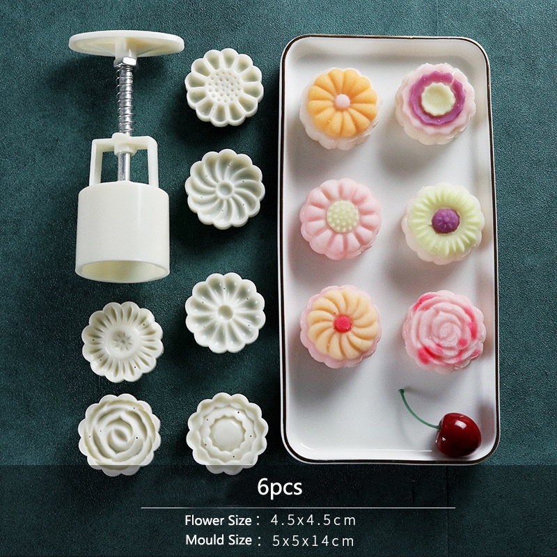 50g / 75g / 100g / 125g Bánh trung thu khuôn mẫu gia đình không dính bánh đậu xanh mô hình in ấn dập nổi làm băng da snack bánh ngọt chảy tim bánh mài công cụ