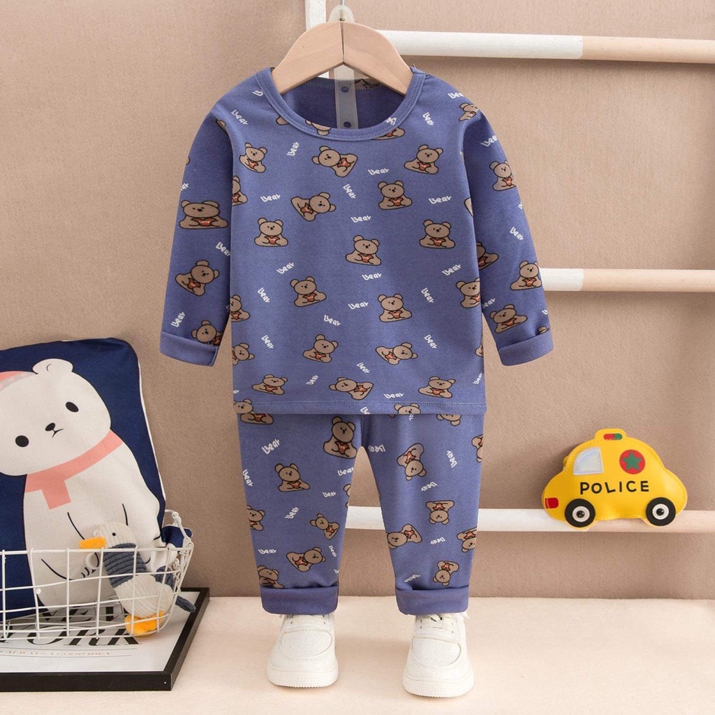 Đồ bộ cho bé quảng châu Bộ quần áo dài tay QiQi cotton nỉ xuất Hàn cho bé trai và bé gái