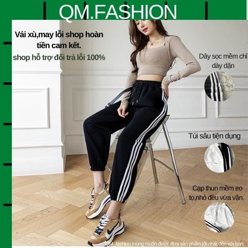 Quần ống rộng ba sọc, quần jogger thể thao nam nữ, quần sọc lưng thun wind, quần dài thun dạo phố