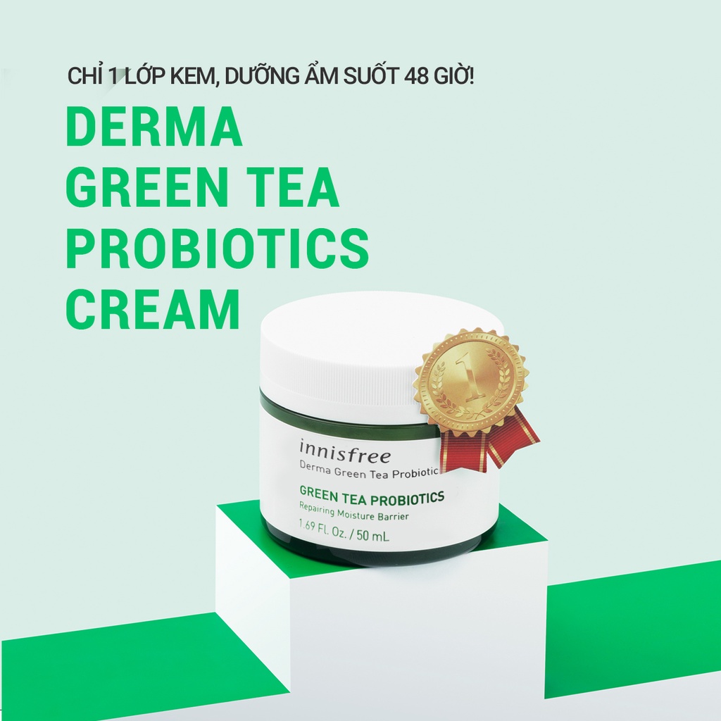 (Quà tặng) Bộ làm sạch và dưỡng ẩm phục hồi bảo vệ da Innisfree Derma Green Tea Probiotics Set