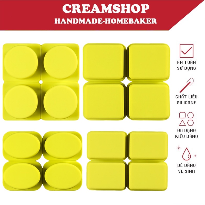 Khuôn Silicon 3D Hình 8 Khoang Phô Mai Nướng Bánh - Làm Chocolate - Panna Cotta - Mousse - Pudding - Tàu Hũ - Xà Bông