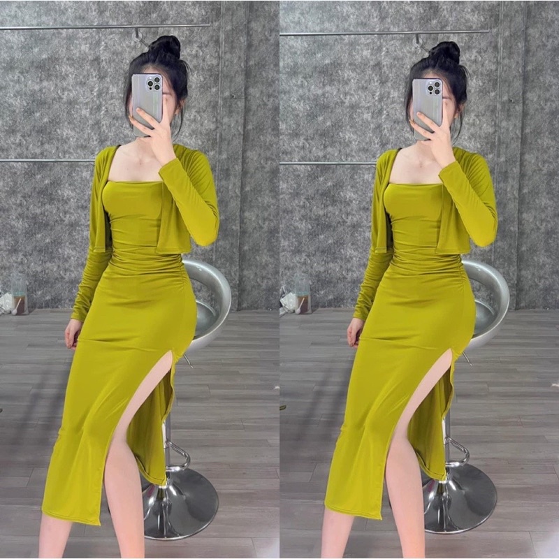 Set đầm ôm kèm áo đang hot cực tôn dáng SE1