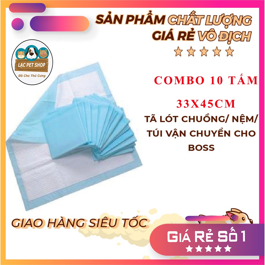Combo 10 miếng S 33x45cm tã giấy lót khay vệ sinh nhỏ, lót chuồng chó, lót sàn xe