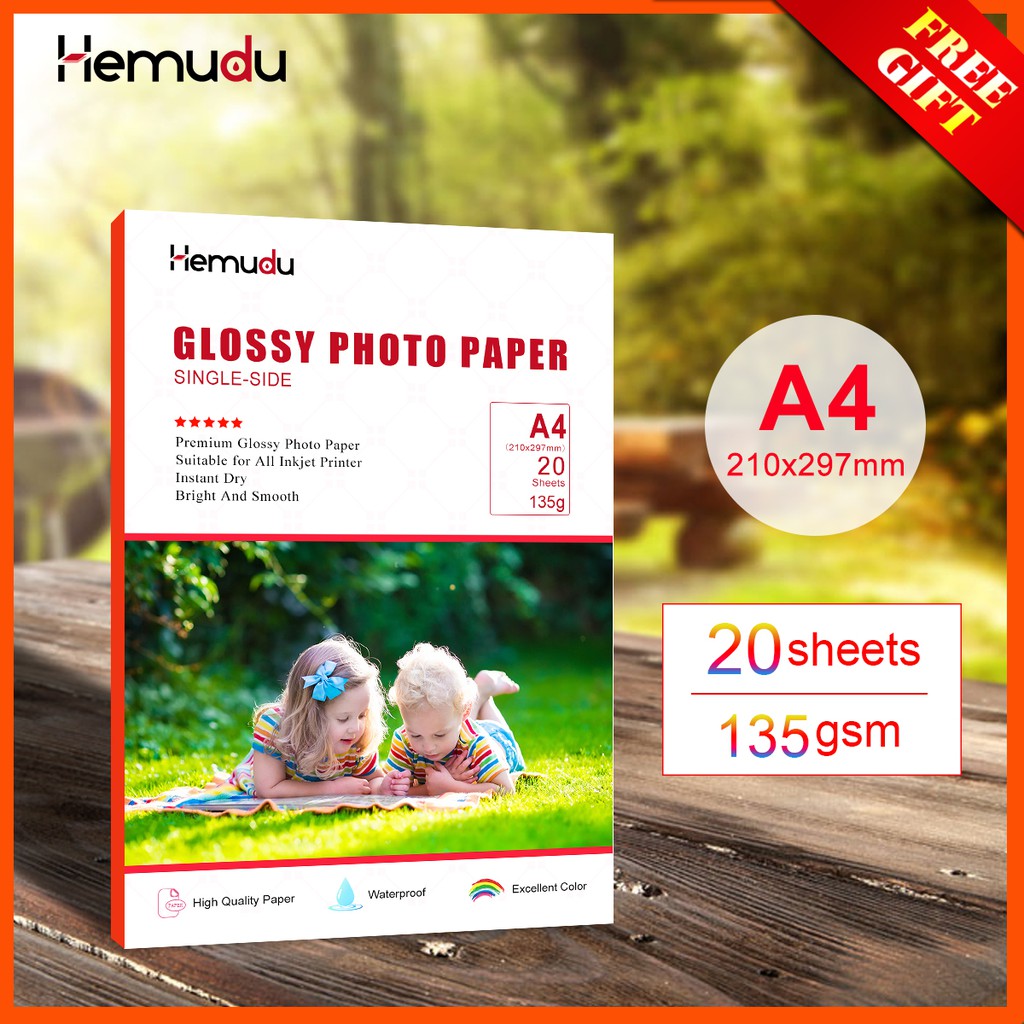 GIẤY IN ẢNH A4 High Quality Glossy Photo Paper 135gsm 20 Sheets For Inkjet Printers