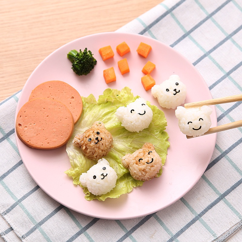Khuôn làm cơm nắm hình gấu mini dễ thương cho bé Diy