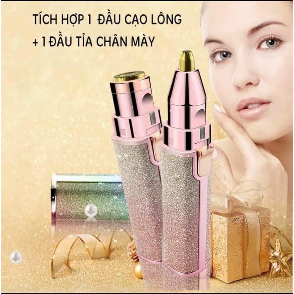 Máy Nhổ Cạo Lông Cảm Ứng mini, Máy Cạo Lông Mày Lông Nách 2in1