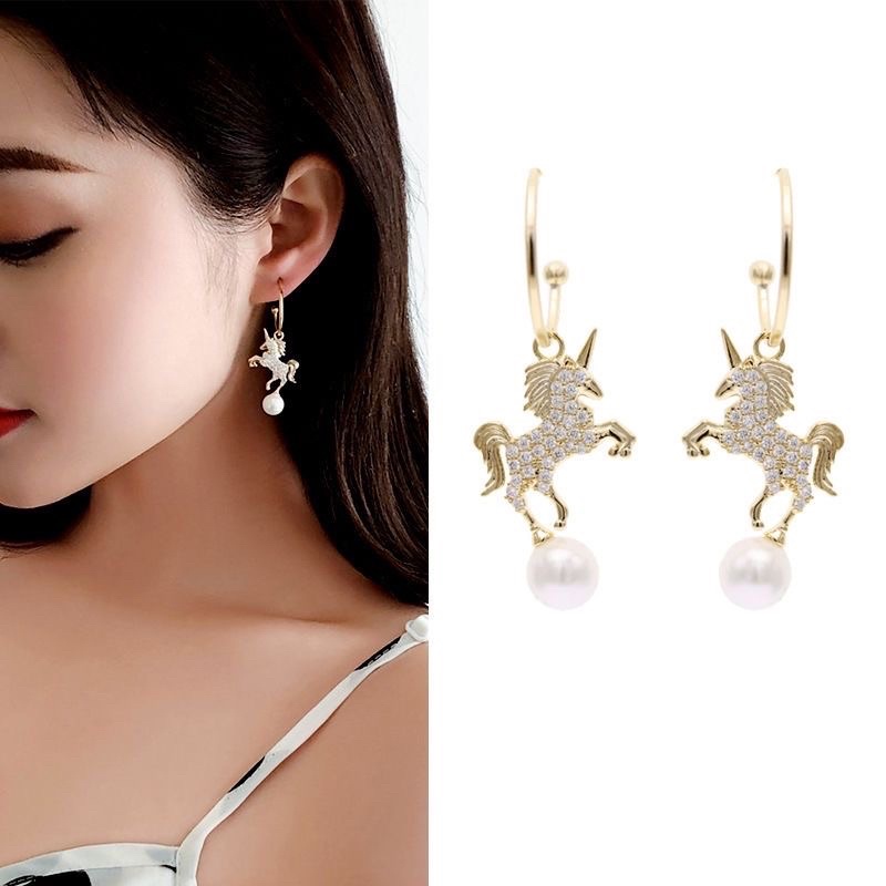 Bông  tai khuyên tai hình ngựa trời phong cách Hàn Quốc dễ thương