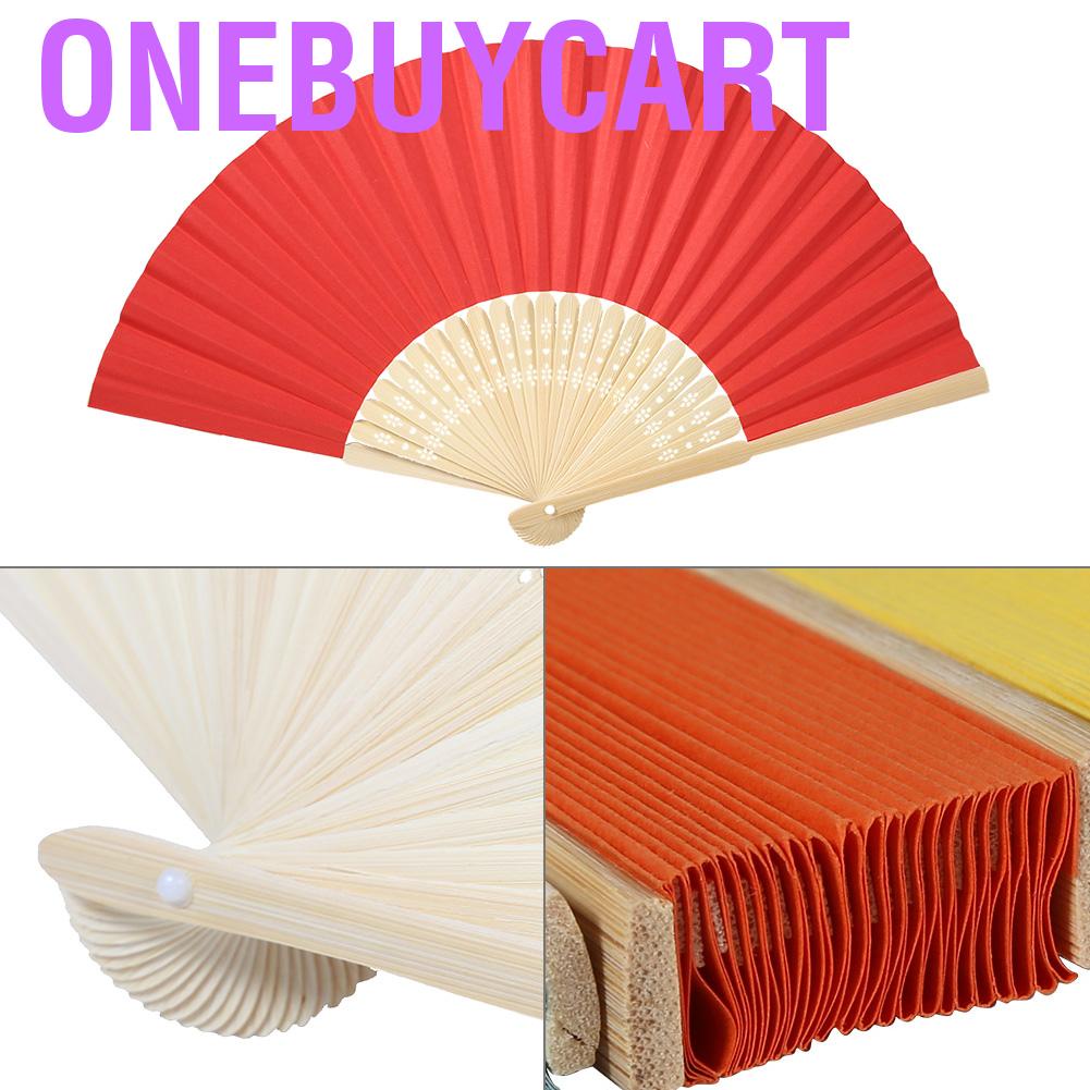 Quạt xếp cầm tay bằng giấy màu và nan tre tự nhiên xinh xắn