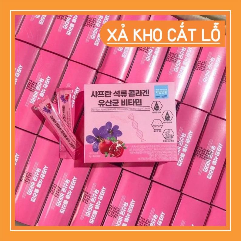 [Mã 44FMCGSALE1 giảm 0.1 đơn 250K] Bột Collagen Lựu Hoa Nghệ Tây Hàn Quốc Hộp 30 gói