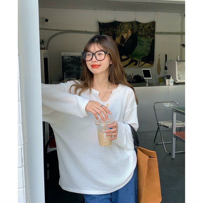 Áo Thun Form Rộng Tay Dài Trơn