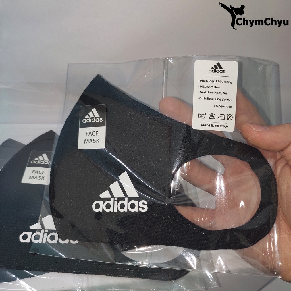 Khẩu Trang Vải Adidas Kháng Khuẩn, Kháng Nước Cao Cấp Màu Đen