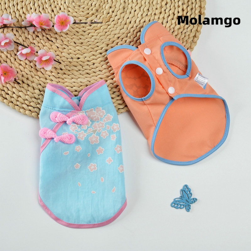 Đầm Sườn Xám In Hoa Thời Trang Mùa Hè Cho Cún Cưng
