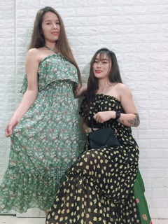 váy maxi trễ vai đuôi cá