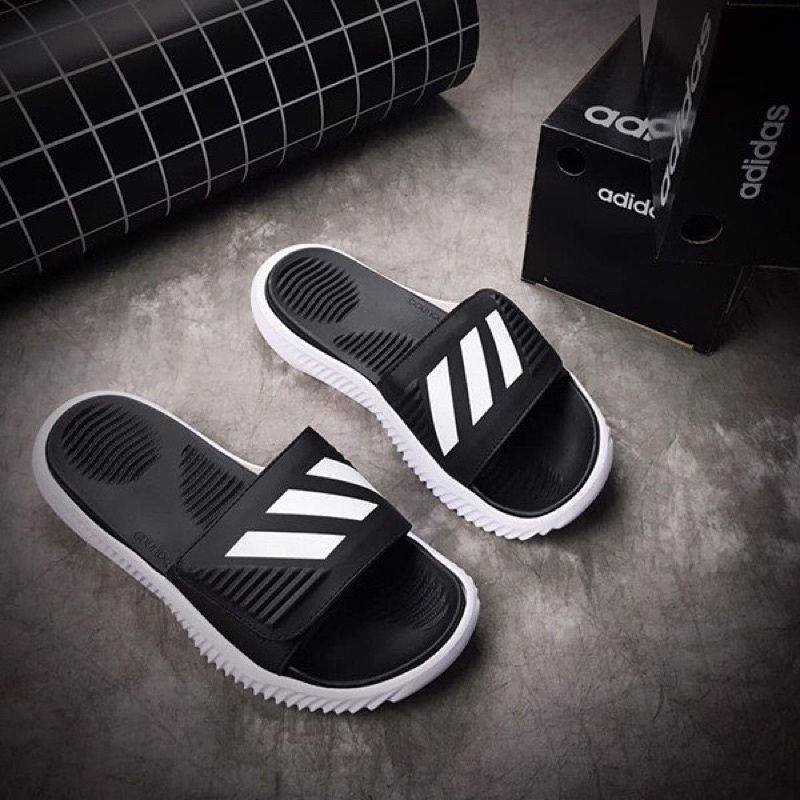 Dép Adidas Alpha Bounce Slides màu Đen Trắng/ Core Black