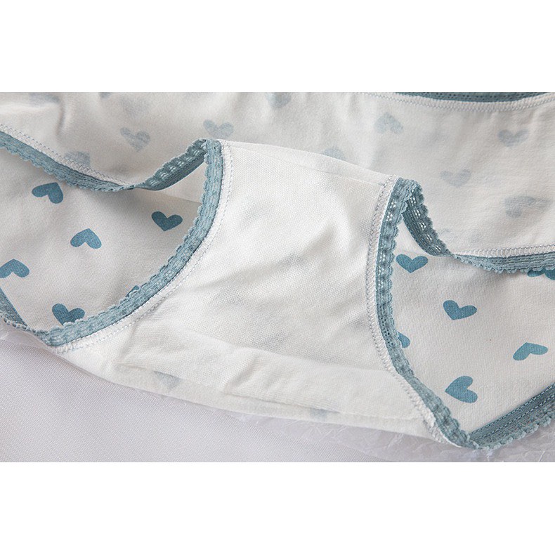 Quần Lót Nữ Cotton - Quần Lót Nữ set xanh viền bèo dễ thương mềm mại thoáng mát DAN STORE Mã 8018