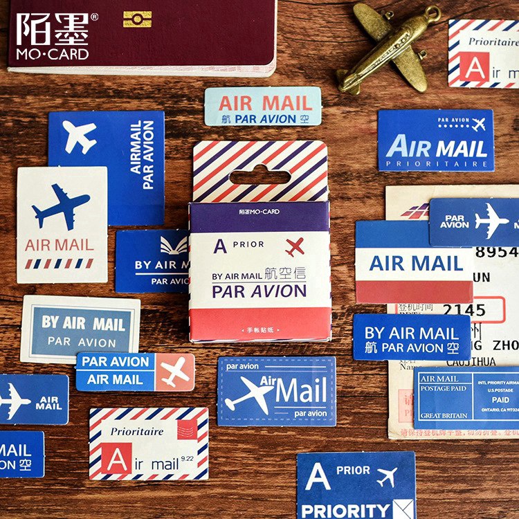Bộ 45 sticker dán trang trí scrapbook/nhật ký thủ công phong cách Air Mall - S69