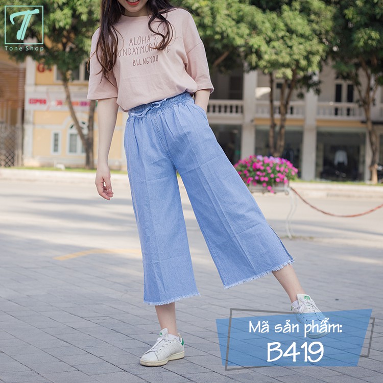 Quần ống rộng (quần culottes) jean xẻ tà - Đẹp Xinh Rẻ - Tone shop