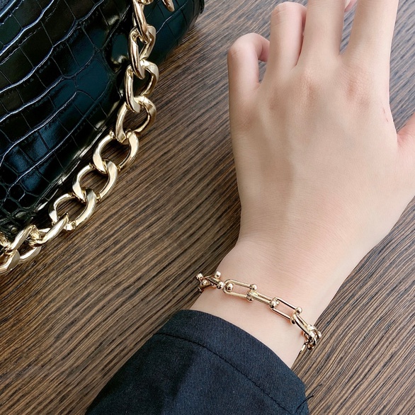 Lắc tay mạ bạc màu vàng/bạc kiểu dáng cổ điển thời trang cho nữ | BigBuy360 - bigbuy360.vn