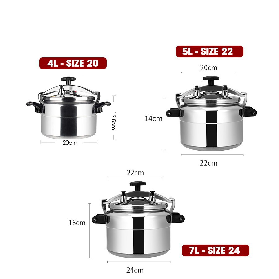 [Mã ELHADEV giảm 4% đơn 300K] Nồi Áp Suất Đa Năng Dung Tích 4 Lít, 5 Lít Và 7 Lít, Bền Đẹp, Sử Dụng Trên Mọi Loại Bếp