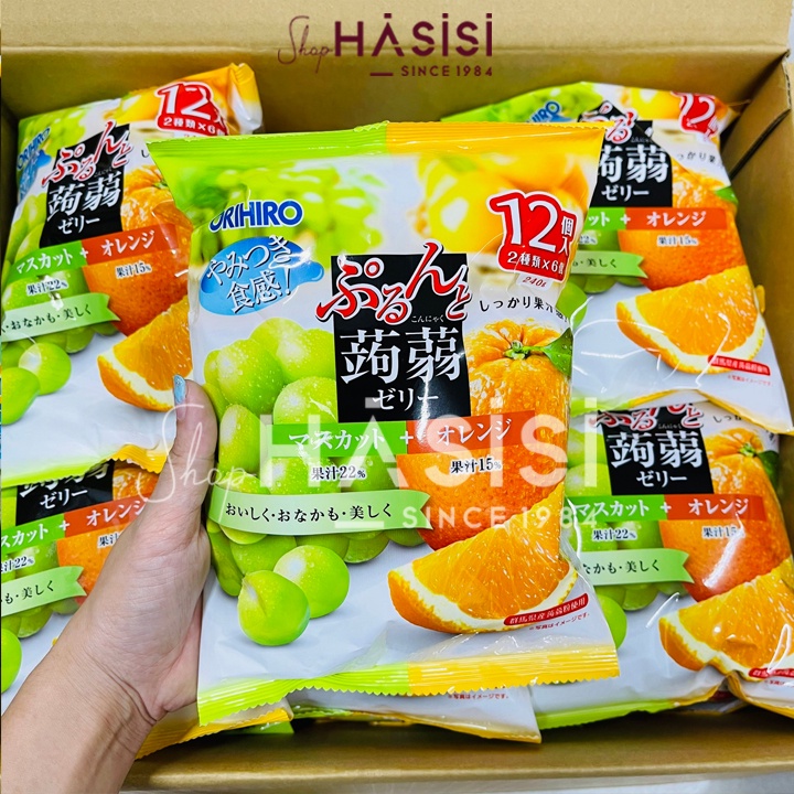 Thạch Rau Câu Trái Cây Nhật Mix Vị ORIHIRO 20g x 12Cái