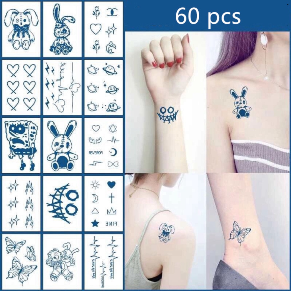 Set 60 nhãn dán giả hình xăm lâu trôi có thể bám đến 15 ngày độc đáo