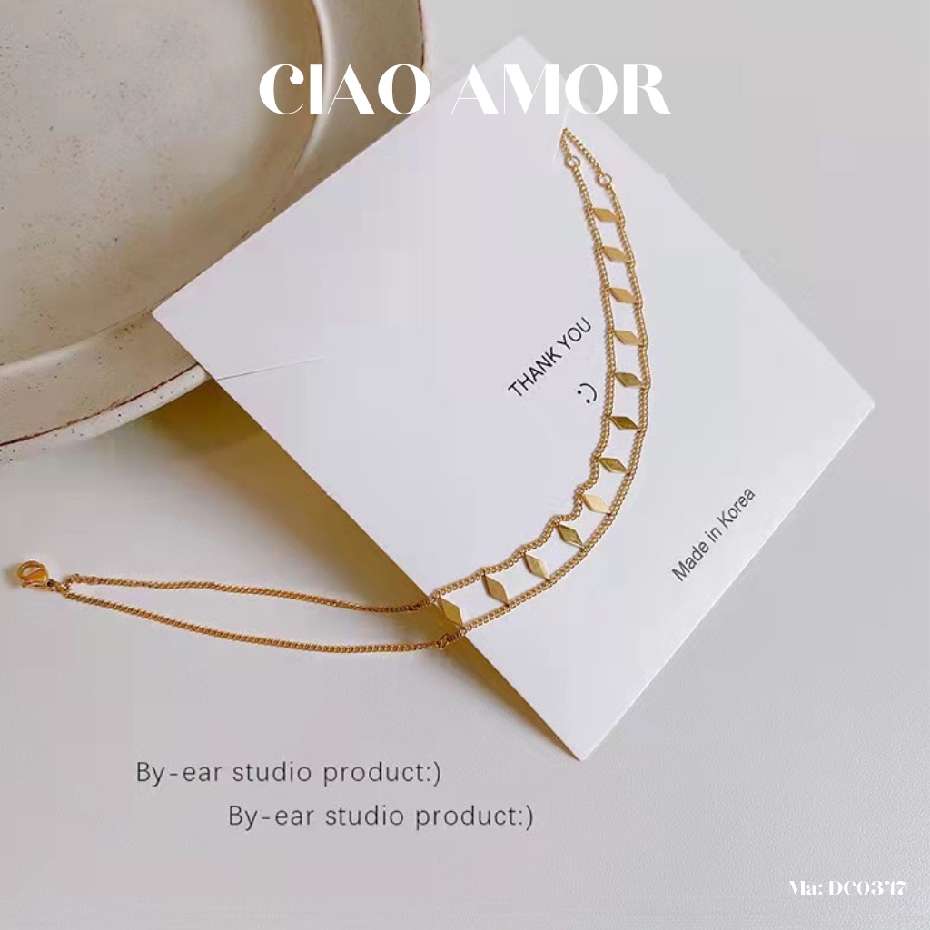Choker, Dây chuyền nữ vàng hai sợi đính hình thoi nhiều ở giữa Trang sức Ciao Amor - DC0347