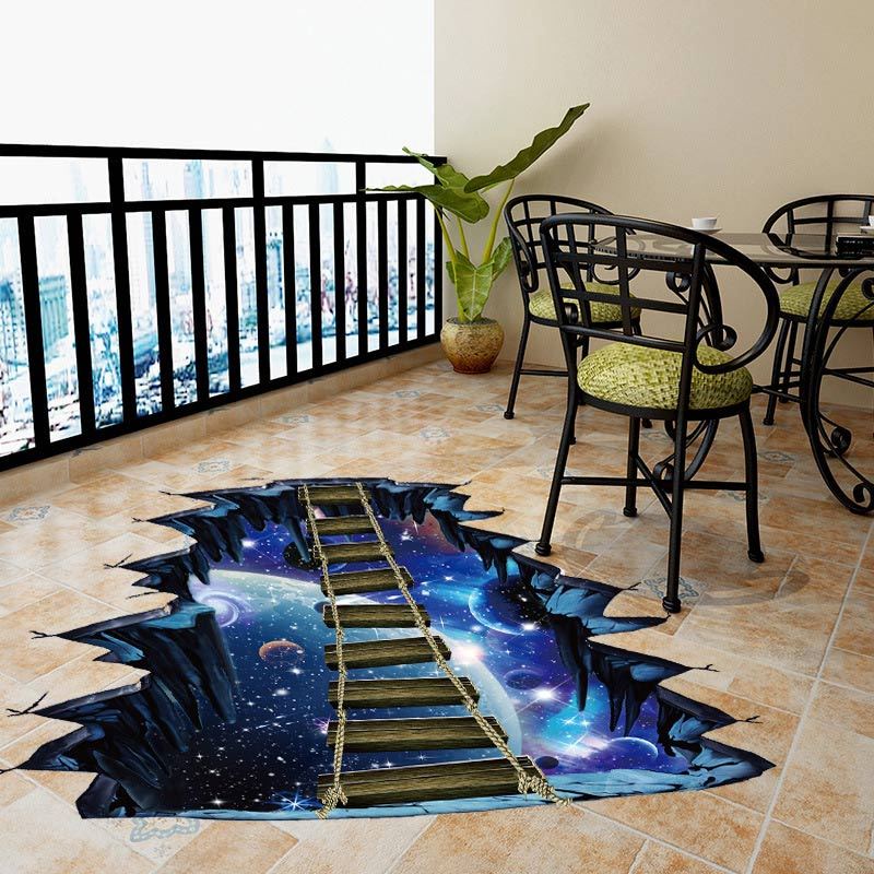 Miếng Dán Tường / Sàn Nhà Hình Dải Ngân Hà 3d Có Thể Tháo Gỡ Trang Trí Phòng Khách