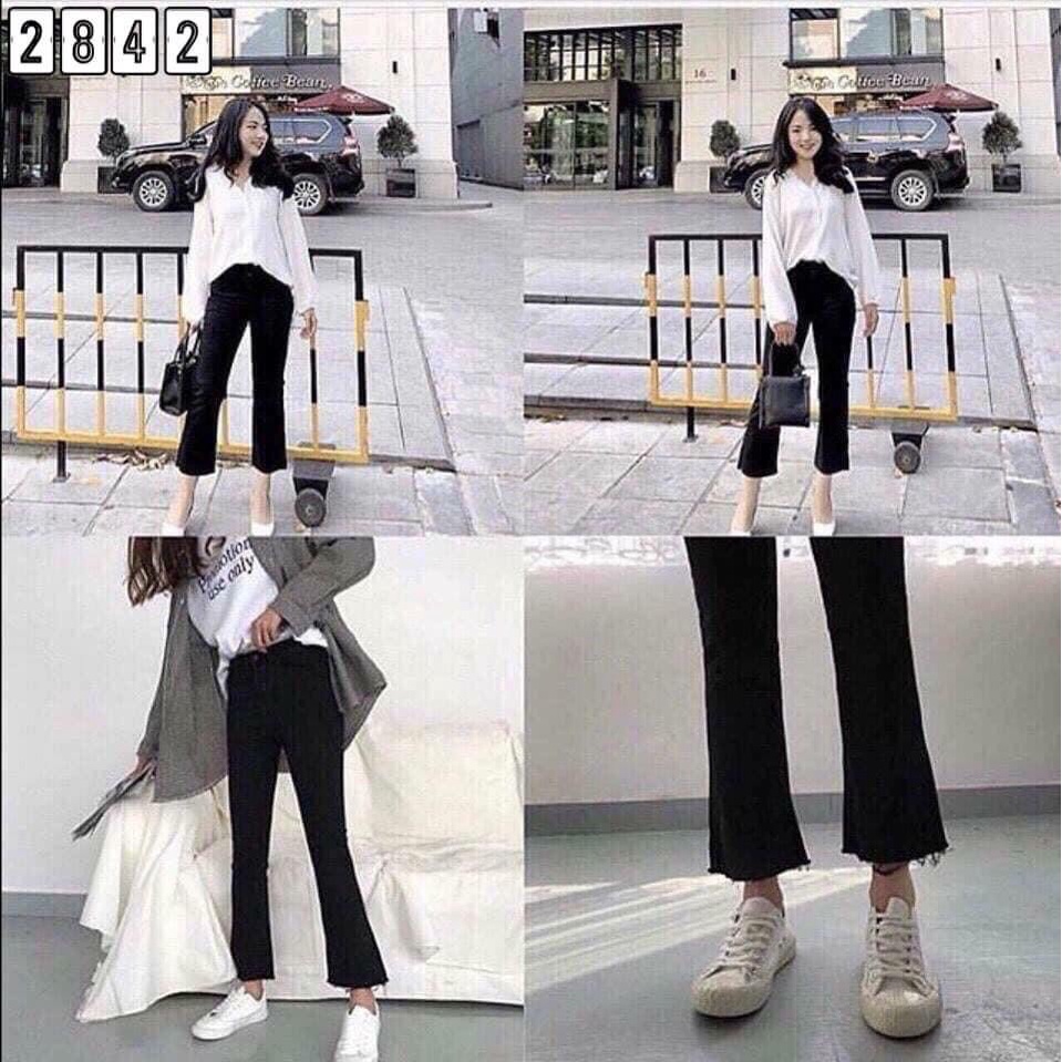 Quần jean loe Gamyy quần bò nữ ống loe lưng cao nữ tính - 018