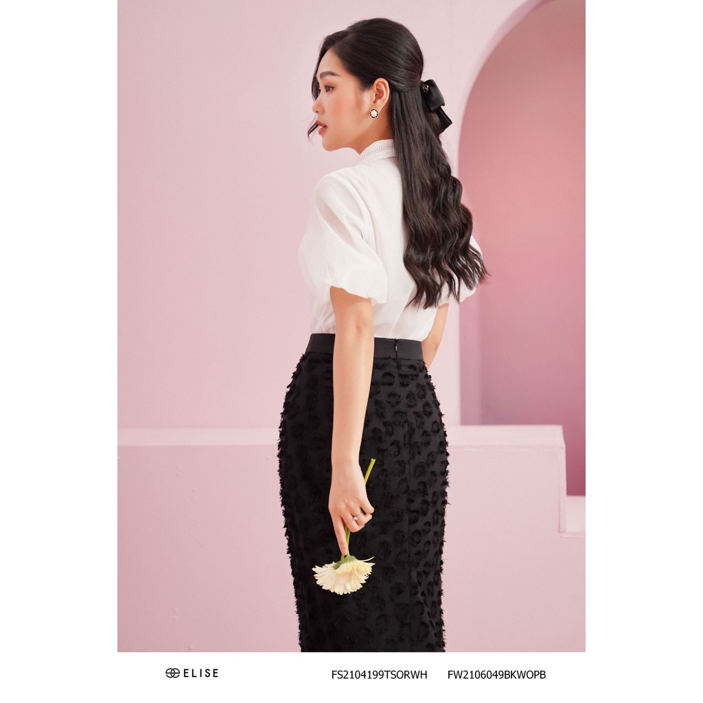 Áo sơ mi tơ trắng tay phồng thiết kế Elise FS2104199TSORWH