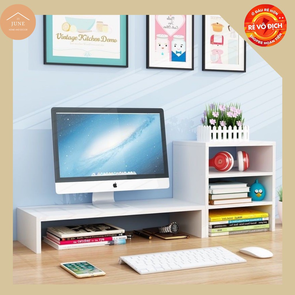 Kệ sách để bàn 3 tầng - kệ máy tính decor bàn học