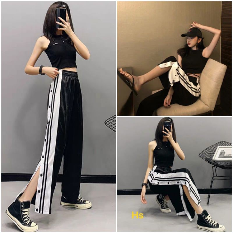 [Freeship+Hình thật] Quần jogger ống rộng cúc bấm